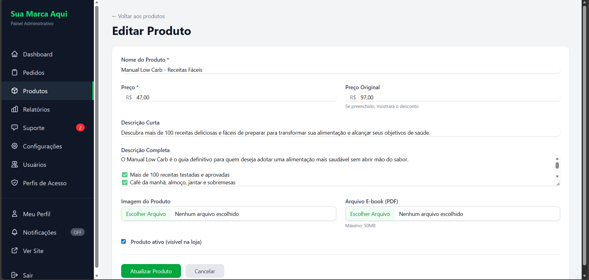 Editar Produto - Desktop